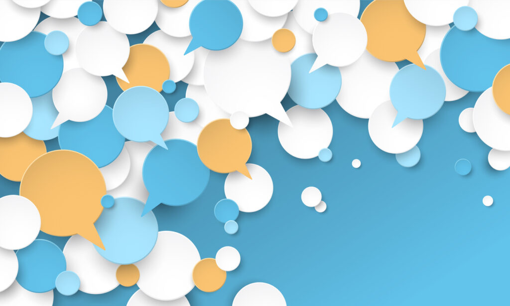 Colorful vector business concept with speech bubbles on dark blue background