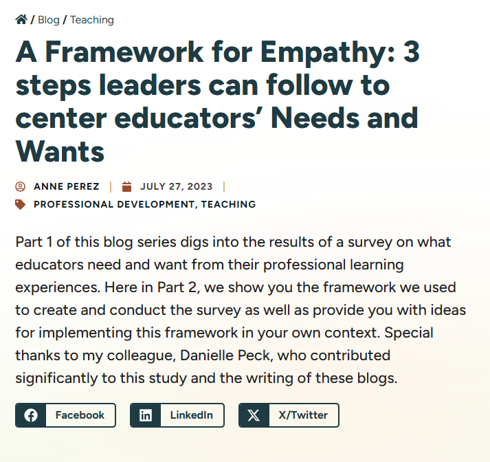 Screenshot of Framework for Empathy Blog