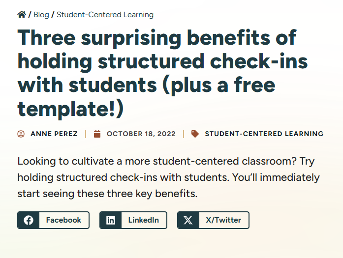 Screenshot of Structured Check-in Blog
